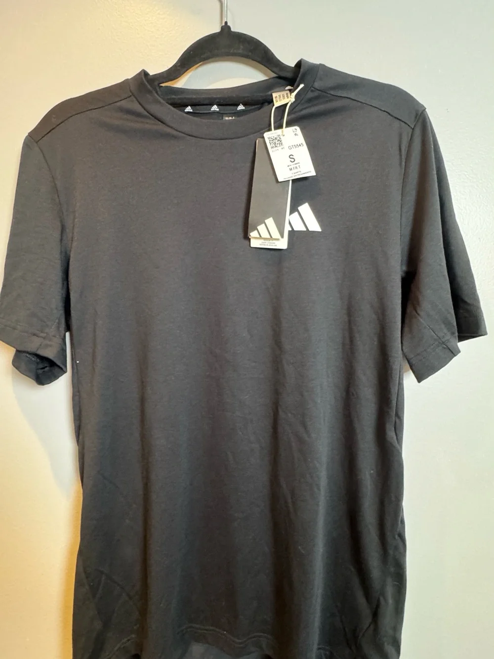 adidas Black Short Sleeve Crew T-Shirt with White Logo